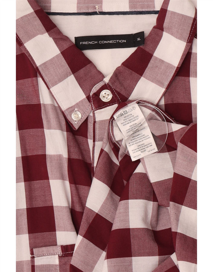 Ανδρικό πουκάμισο French Connection XL Βουργουνδί Gingham Cotton