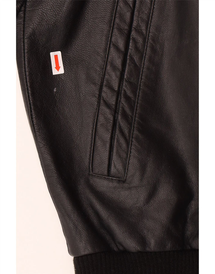 VINTAGE Mens Leather Jacket UK 36 Small Black Leather
