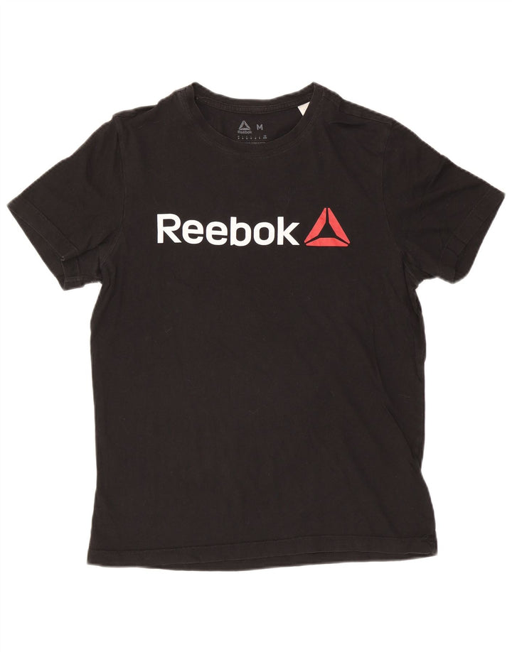 Ανδρικό γραφικό T-Shirt Reebok Top Μεσαίο μαύρο βαμβακερό