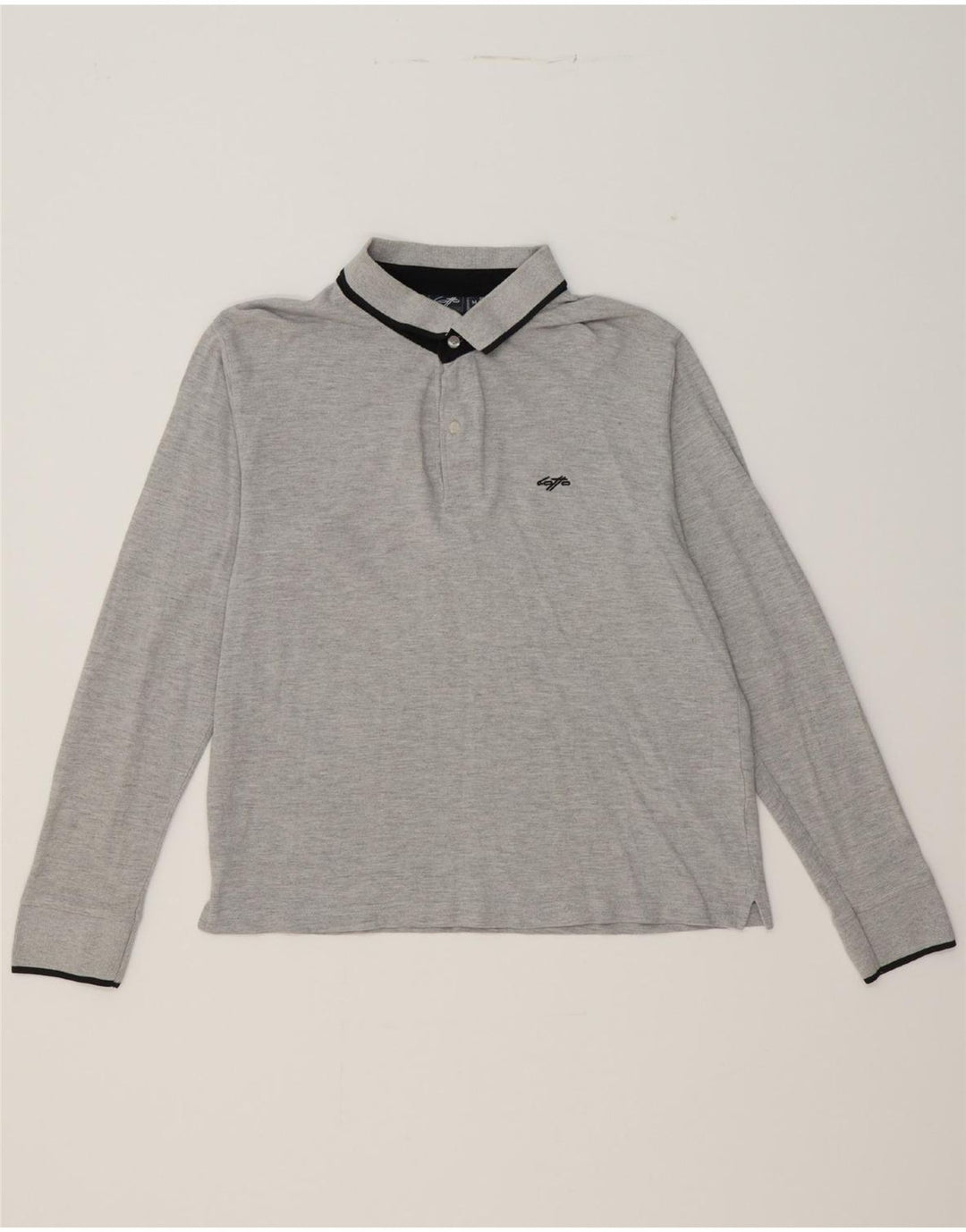 LOTTO Mens Long Sleeve Polo Shirt Medium Grey Cotton Vintage Lotto and Second-Hand Lotto from Messina Hembry 