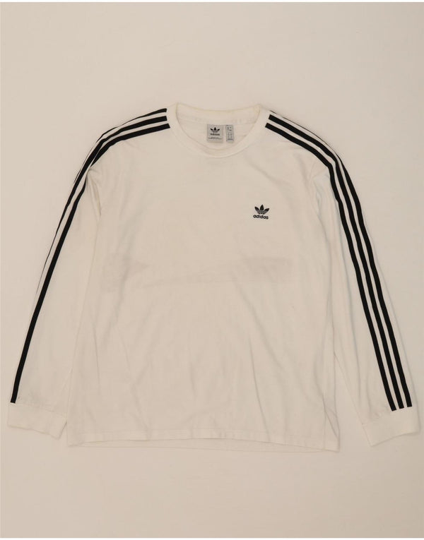 Adidas Γυναικείο τοπ μακρυμάνικο UK 20 2XL Λευκό βαμβακερό