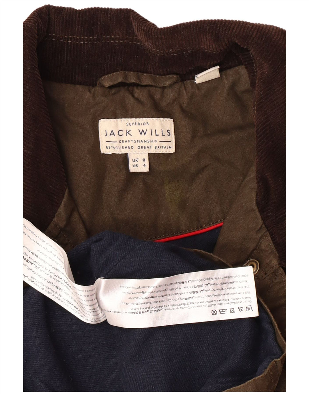JACK WILLS Γυναικείο Utility Jacket UK 8 Μικρό Χακί Βαμβακερό