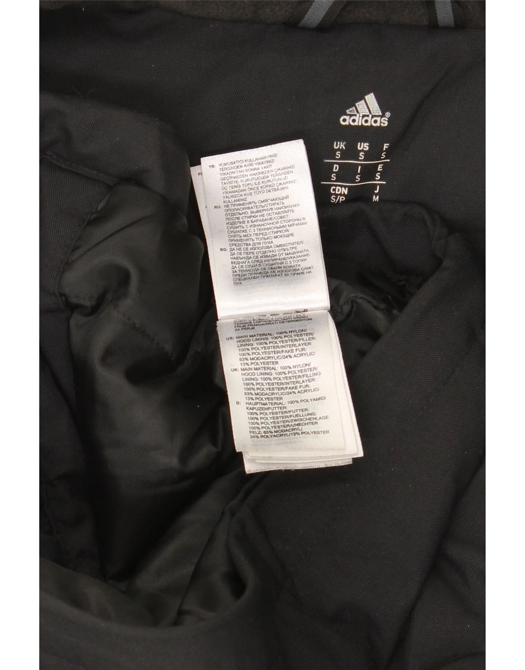Ανδρικό μπουφάν Parka με κουκούλα Adidas UK 36 Small Black Nylon