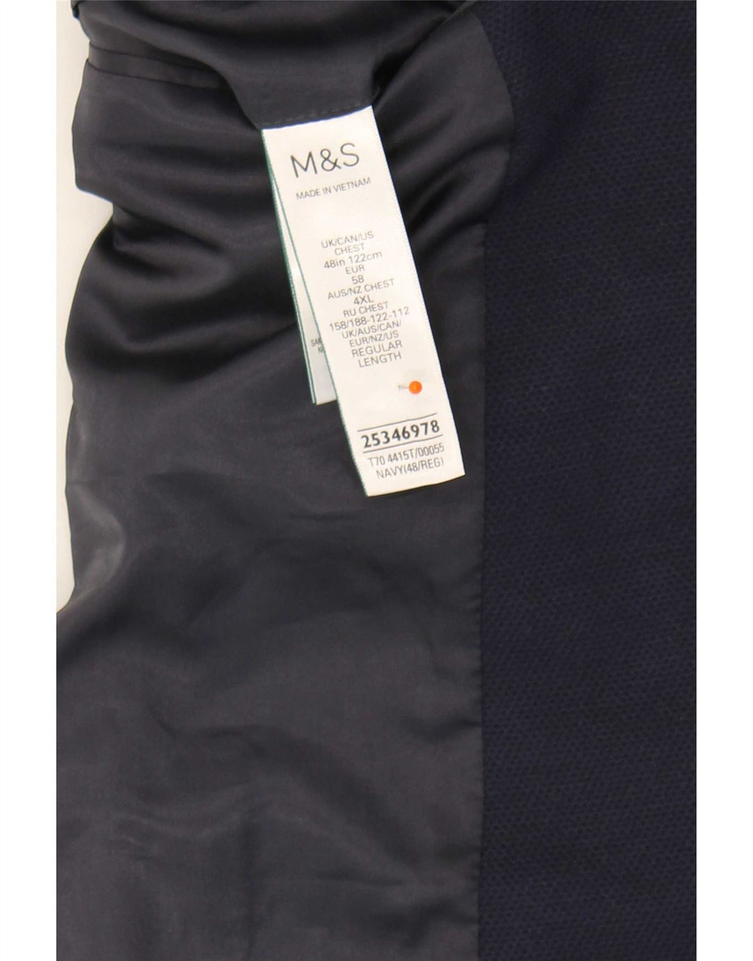 Marks & Spencer Ανδρικό μπουφάν σακάκι με 2 κουμπιά UK 48 4XL Navy Blue Polyamide