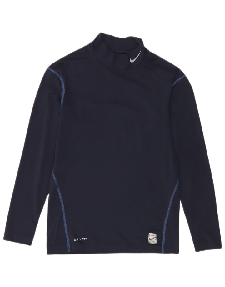 Nike Mens Dri Fit Top μακριά μανίκια UK 42/44 Large Navy Blue Polyester