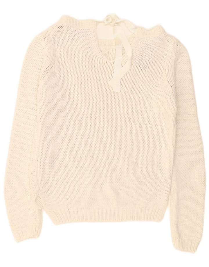 Massimo Dutti Γυναικείο πουλόβερ με λαιμόκαυστο UK 14 Medium White