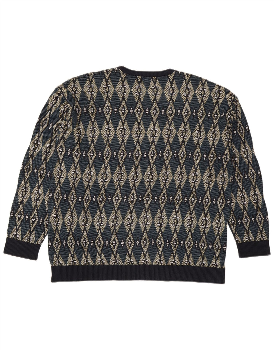 Zara Ανδρικό πουλόβερ με λαιμόκοψη XL πολύχρωμο Argyle/Ακρυλικό Διαμάντι