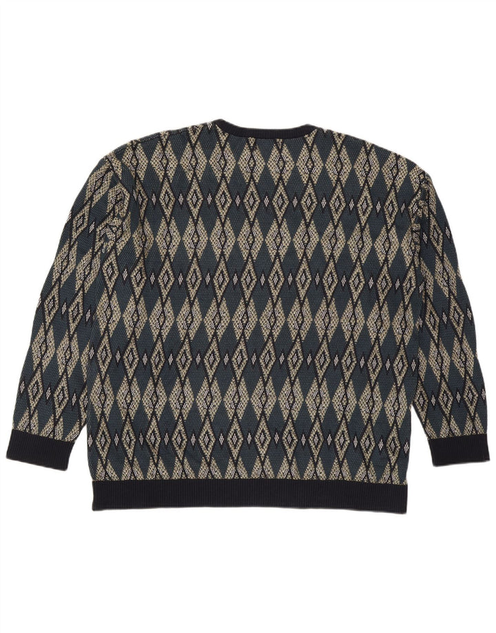 Zara Ανδρικό πουλόβερ με λαιμόκοψη XL πολύχρωμο Argyle/Ακρυλικό Διαμάντι