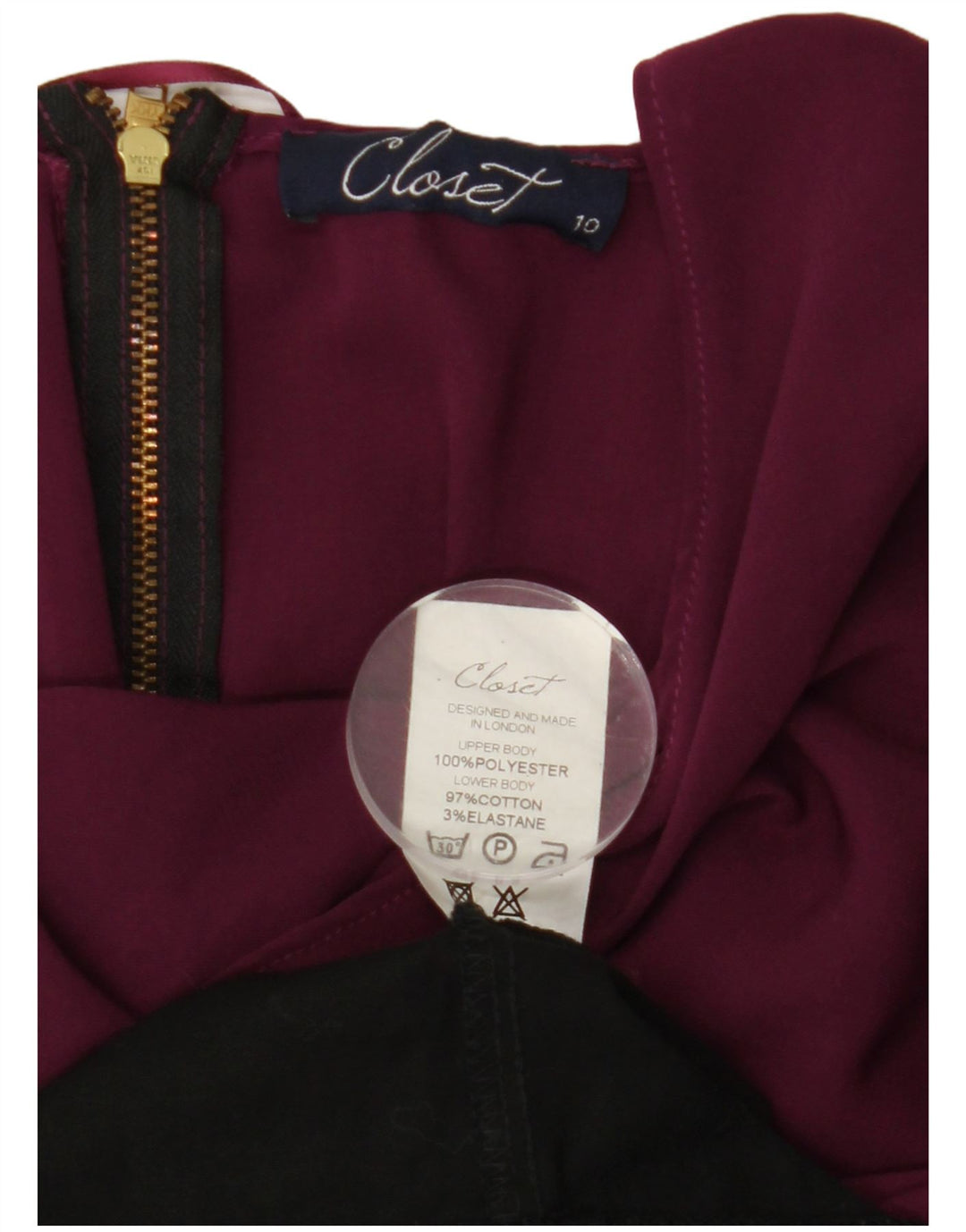 Γυναικείο αμάνικο φόρεμα ντουλάπα UK 10 Small Black Colourblock Βαμβακερό