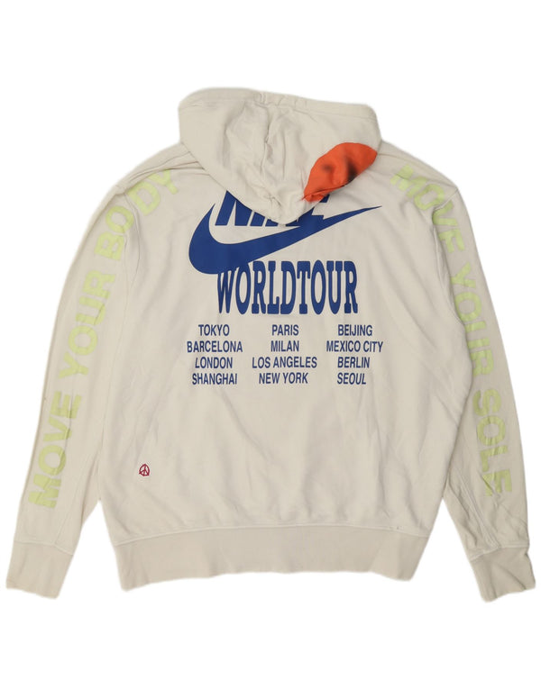 Nike Mens Graphic Hoodie Jumper 2XL White Cotton