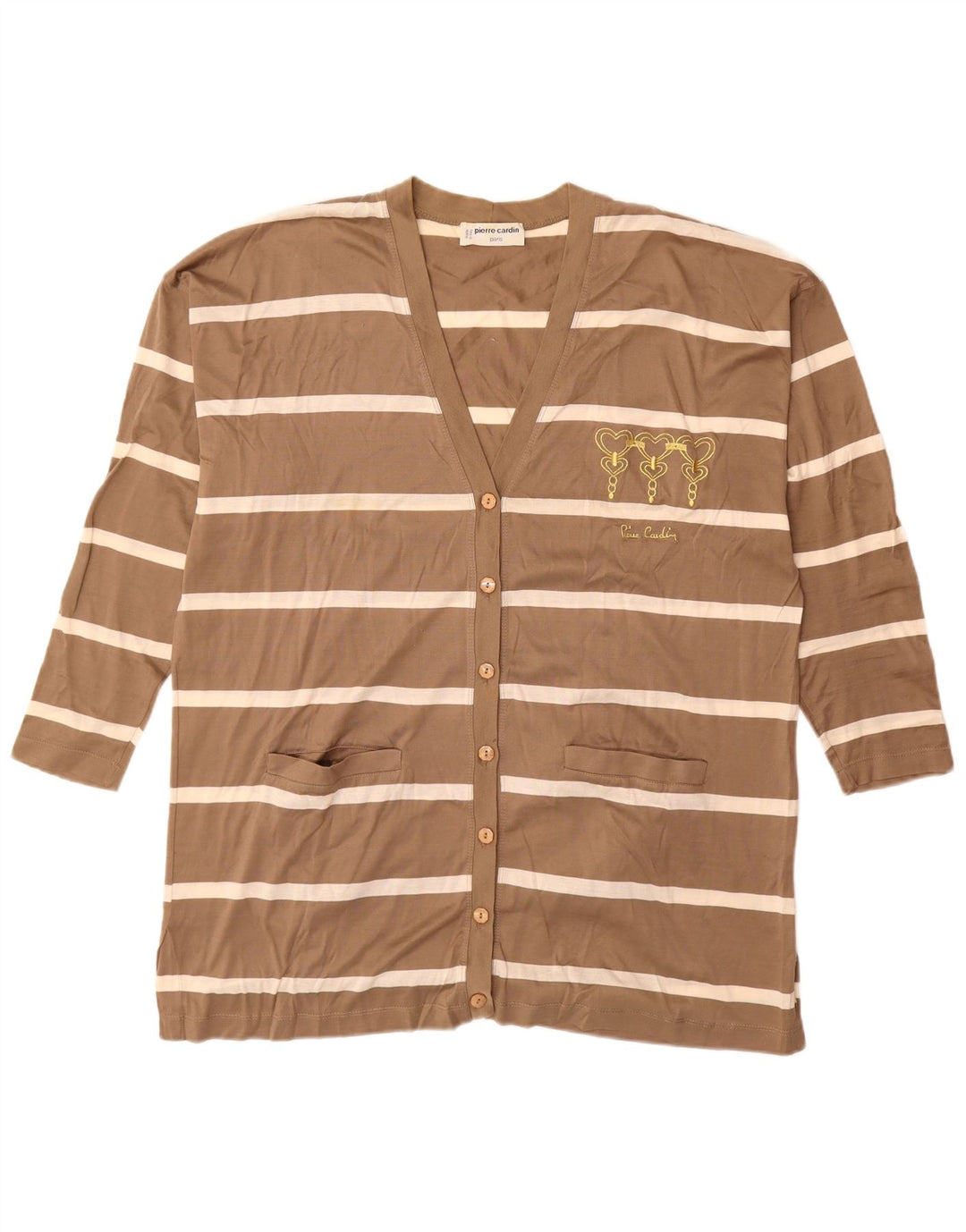 PIERRE CARDIN Γυναικείο πουλόβερ Longline Cardigan IT 44 Μεσαίο καφέ ριγέ