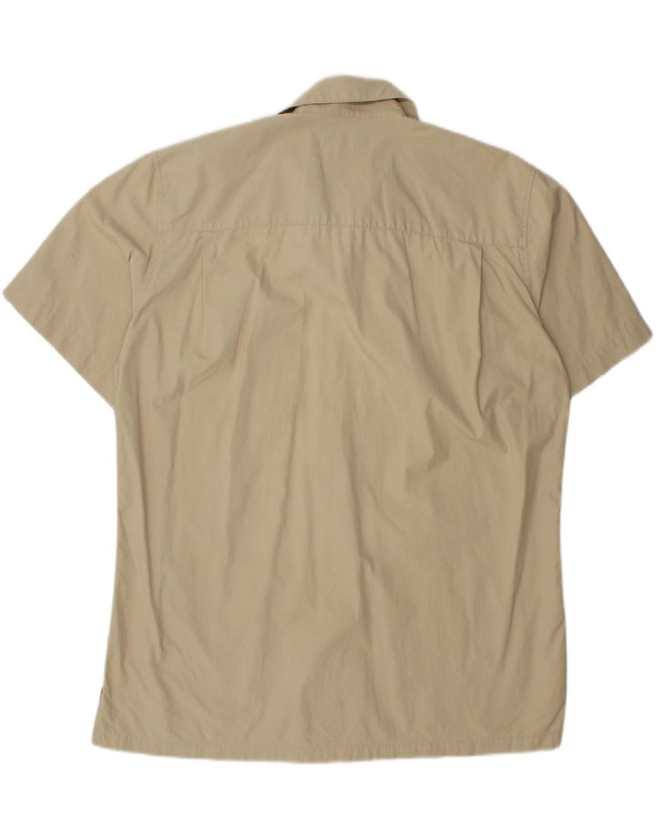 GAS Mens Short Sleeve Shirt Large Beige Cotton