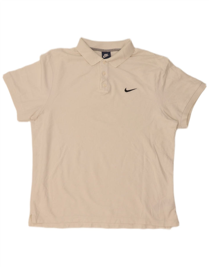Ανδρικό μπλουζάκι πόλο Nike 2XL λευκό βαμβακερό
