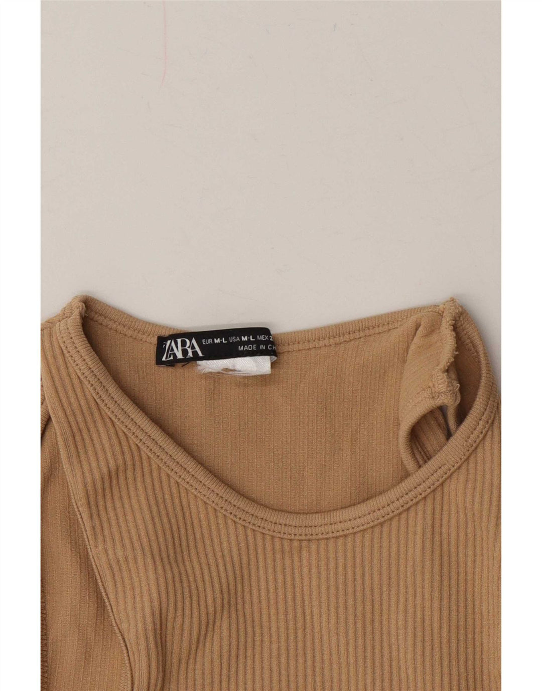 Zara Γυναικεία μπλούζα ώμου τοπ UK 14 Large Beige