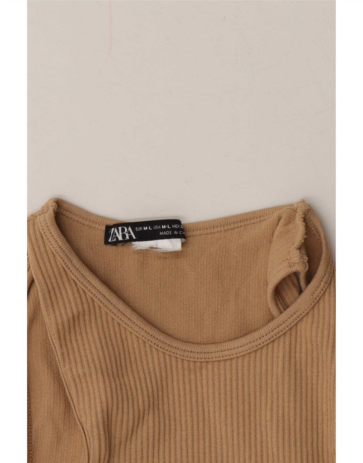 Zara Γυναικεία μπλούζα ώμου τοπ UK 14 Large Beige