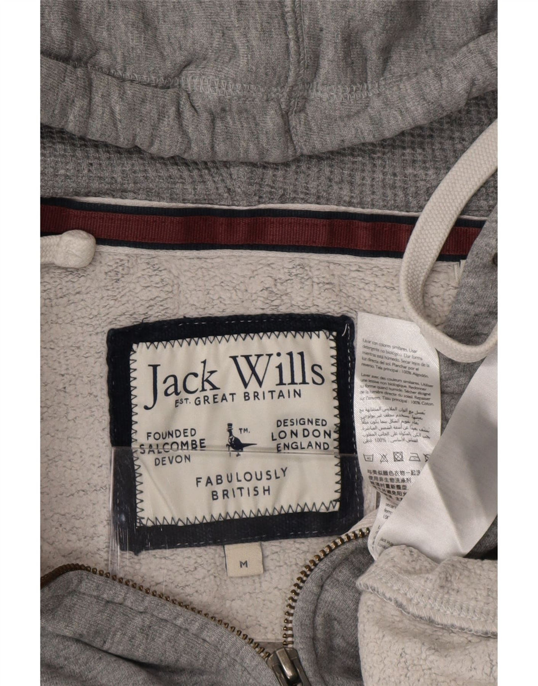 Ανδρικό πουλόβερ Jack Wills με φερμουάρ με κουκούλα μεσαίου γκρι βαμβακερό