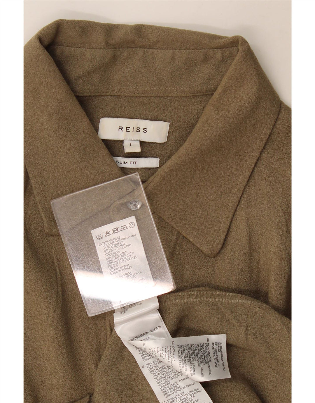 Ανδρικό πουκάμισο Reiss Slim Fit Large Khaki Viscose