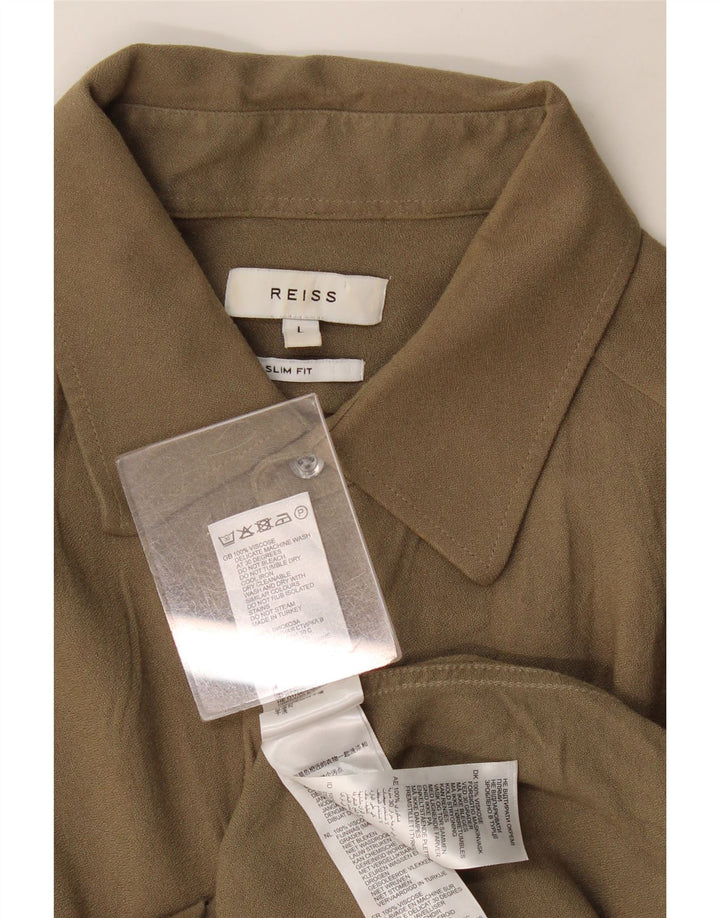 Ανδρικό πουκάμισο Reiss Slim Fit Large Khaki Viscose