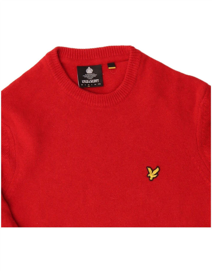Ανδρικό πουλόβερ με λαιμόκοψη LYLE & SCOTT, μεσαίο κόκκινο μαλλί