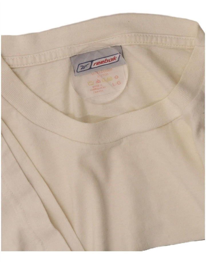 Ανδρικό γραφικό μπλουζάκι Reebok, μεγάλο, βαμβακερό σε λευκό χρώμα