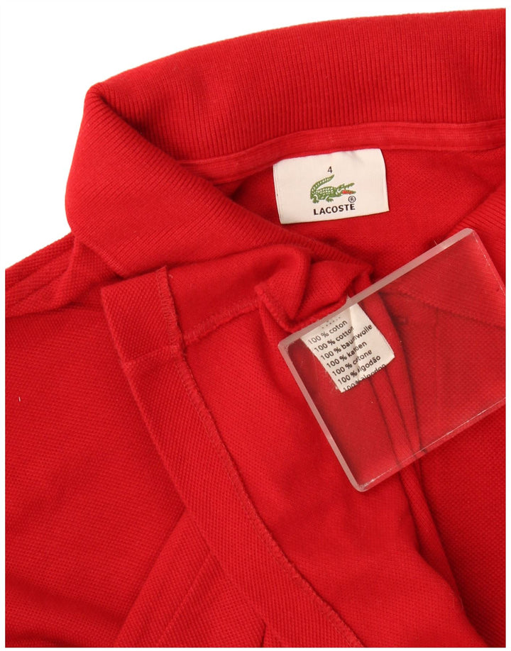 Ανδρικό μακρυμάνικο μπλουζάκι πόλο Lacoste Νούμερο 4 Μεσαίο κόκκινο βαμβακερό