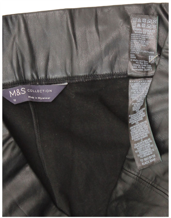 Marks & Spencer Γυναικεία Κολάν από ψεύτικο δέρμα UK 12 Μεσαίου Μαύρου Πολυεστέρα
