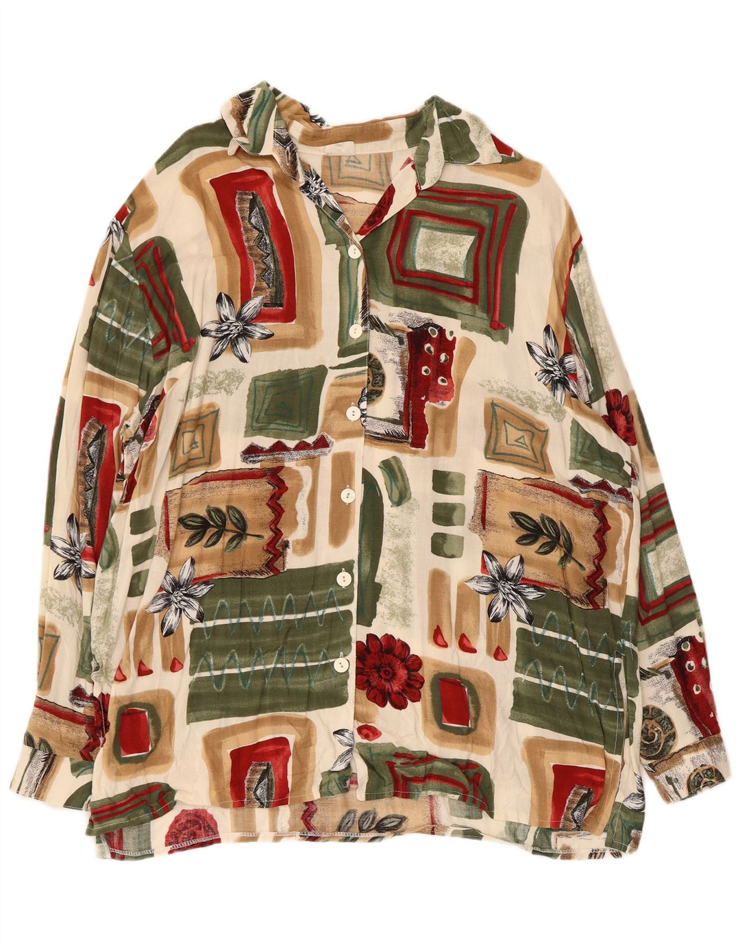 Vintage Γυναικείο Πουκάμισο Μπλούζα IT 48 XL Πολύχρωμο Patchwork Βισκόζη