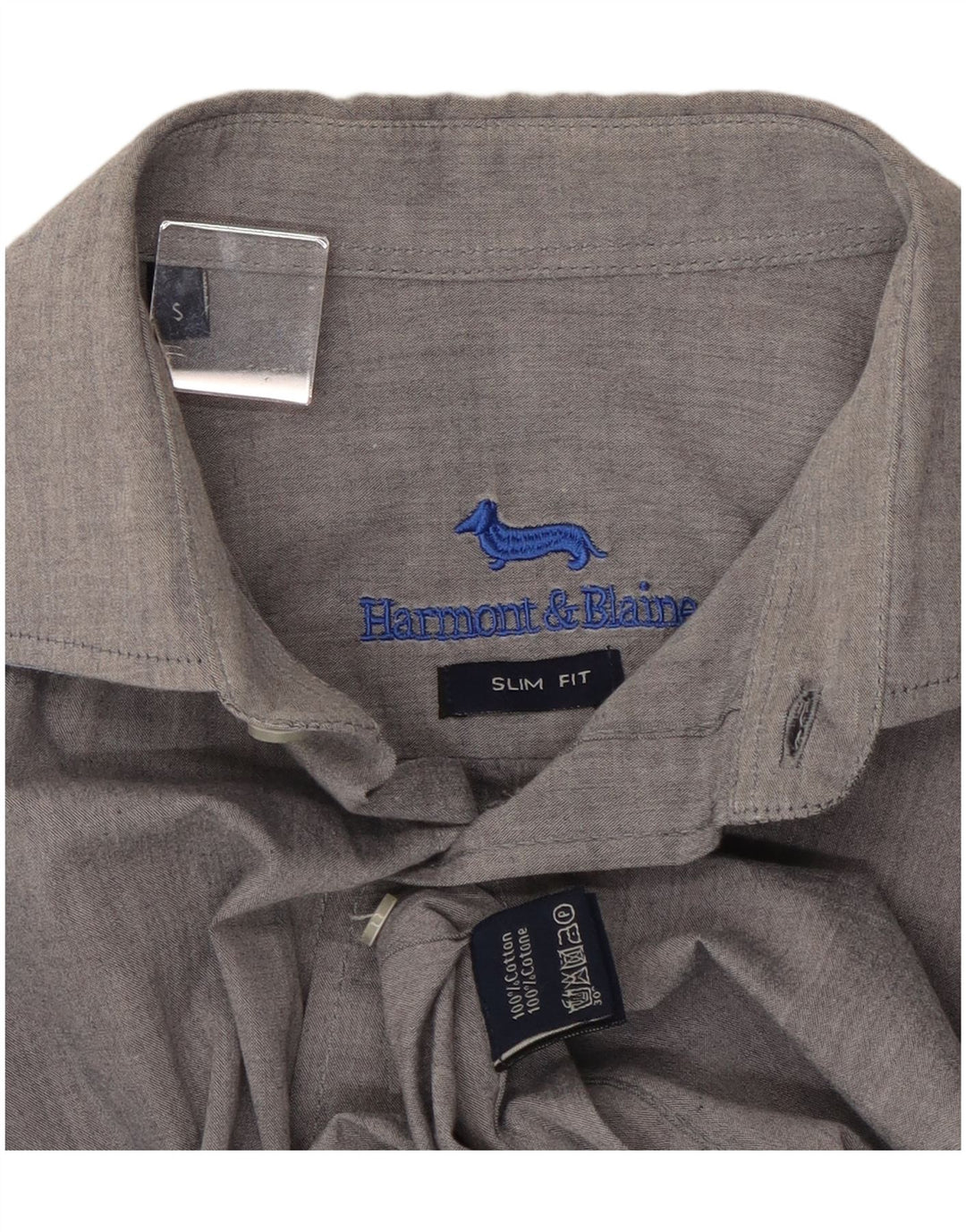 HARMONT & BLAINE Ανδρικό πουκάμισο Slim Fit Μικρό γκρι βαμβακερό