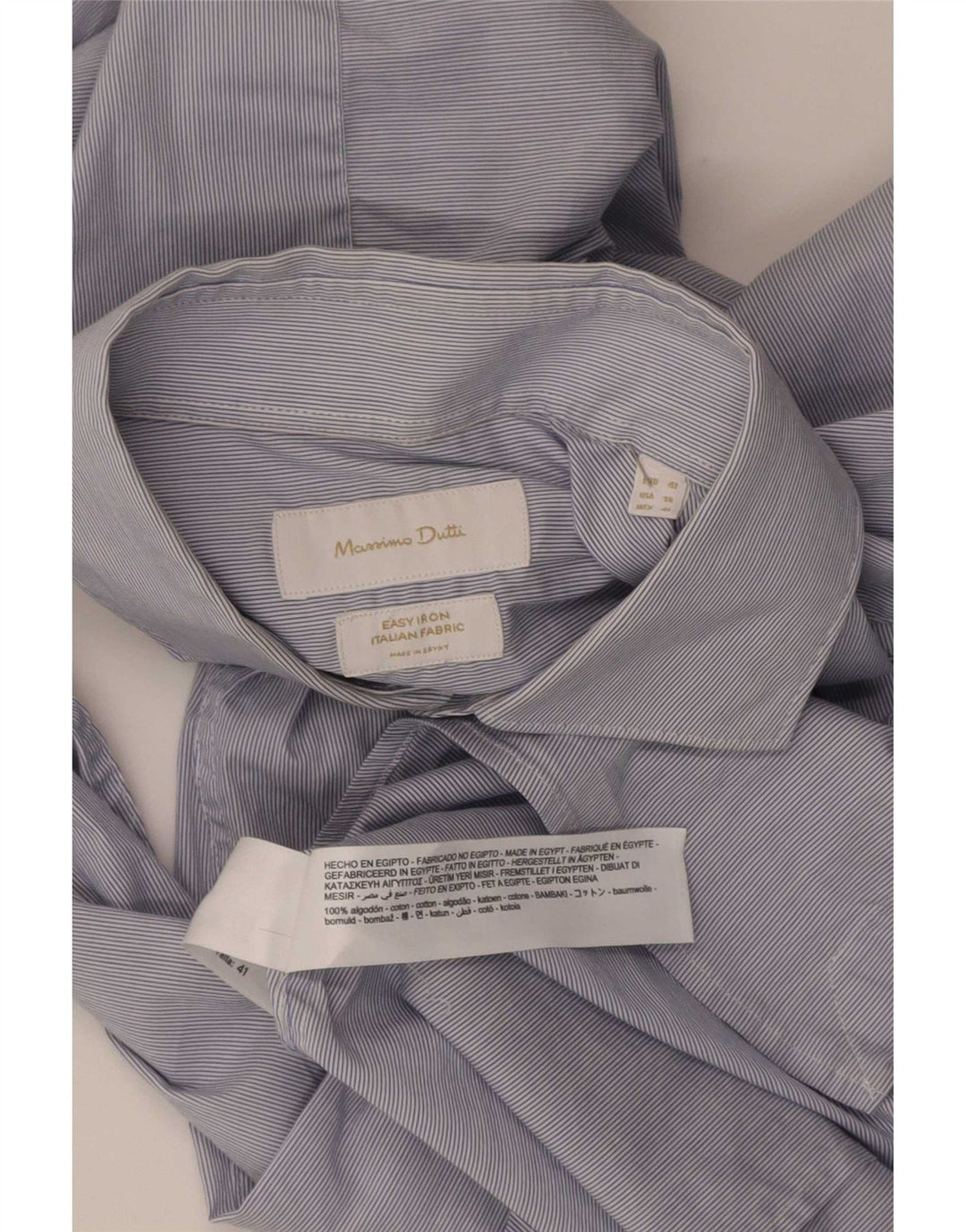 Ανδρικό πουκάμισο Massimo Dutti, Μέγεθος 41, Βαμβακερό με ρίγες μεσαίου μπλε χρώματος