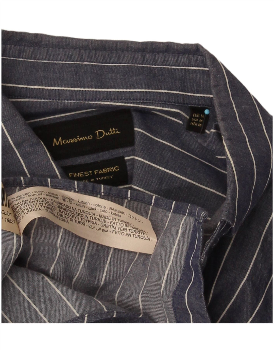Ανδρικό πουκάμισο Massimo Dutti με κανονική εφαρμογή, Βαμβακερό με μεσαίο μπλε ριγέ