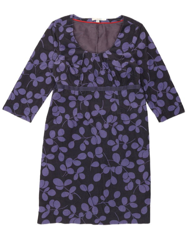 BODEN Γυναικείο φόρεμα 3/4 με κοτλέ Shift UK 14 Μεγάλο Μωβ φλοράλ