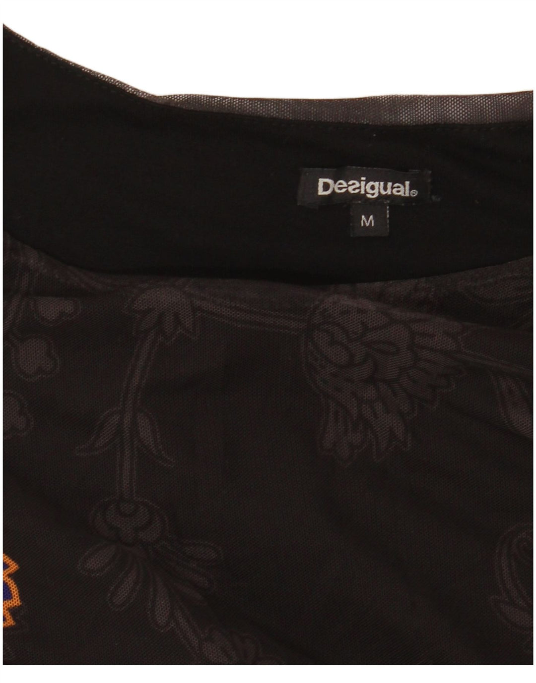 DESIGUAL Γυναικεία μακρυμάνικη μπλούζα τοπ UK 12 Μεσαίο μαύρο φλοράλ