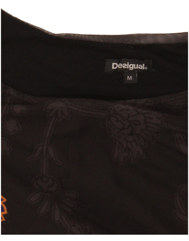 DESIGUAL Γυναικεία μακρυμάνικη μπλούζα τοπ UK 12 Μεσαίο μαύρο φλοράλ