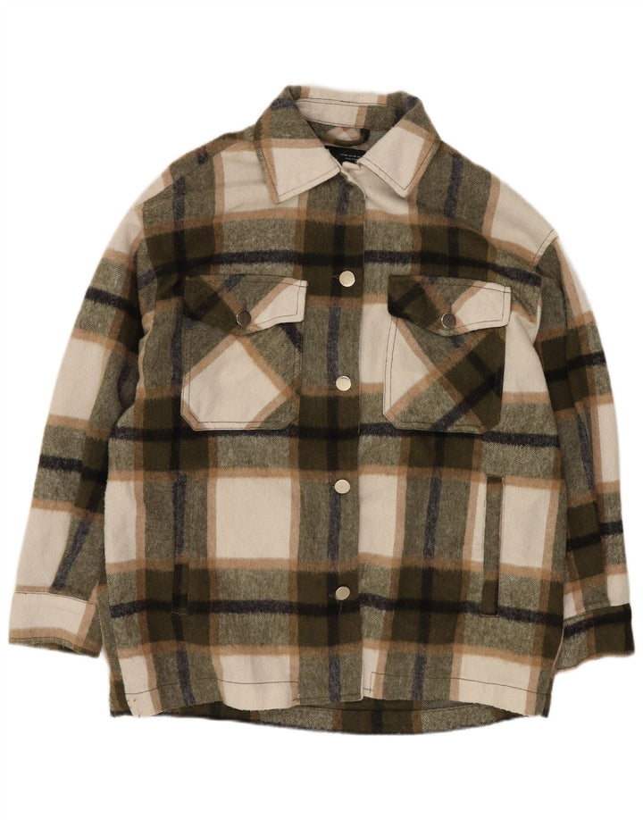 Zara Γυναικείο Σακάκι Oversized Shacket UK 6 XS Χακί Check