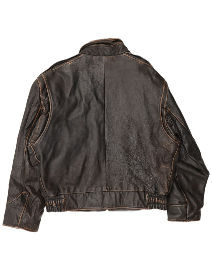 Bomboogie Ανδρικό Δερμάτινο Bomber Jacket UK 42 XL Καφέ Δερμάτινο