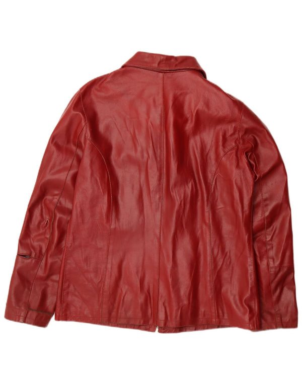 Lavorazione Artigianale Γυναικείο Δερμάτινο Μπουφάν UK 14 Large Red
