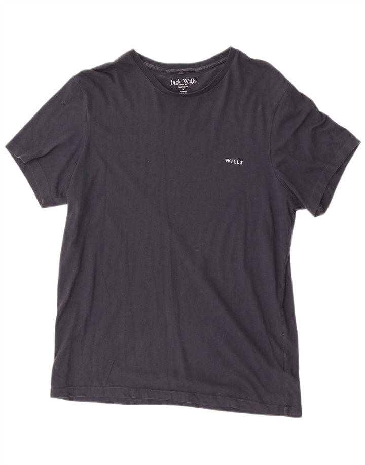 Ανδρικό μπλουζάκι Jack Wills Κλασική Εφαρμογή Μπλούζα μεσαίου μπλε από βαμβάκι