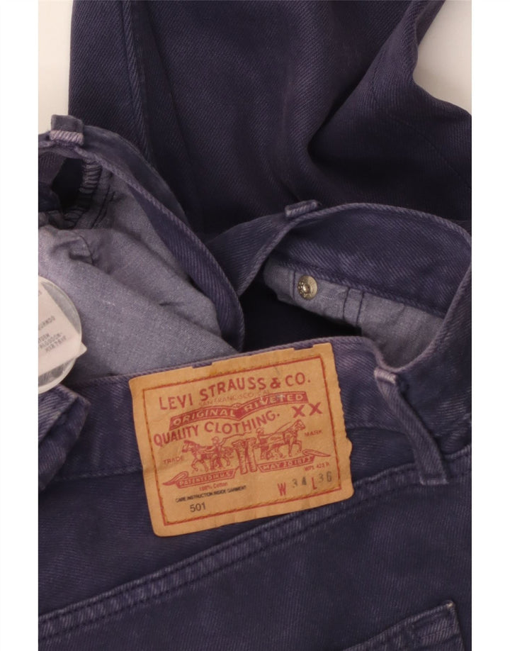 Levi's Mens 501 Straight Jeans W34 L29 Μωβ βαμβακερό