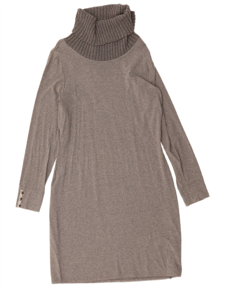 Tommy Hilfiger γυναικείο φόρεμα με ρολό λαιμόκοψη UK 14 μεγάλο γκρι βισκόζη