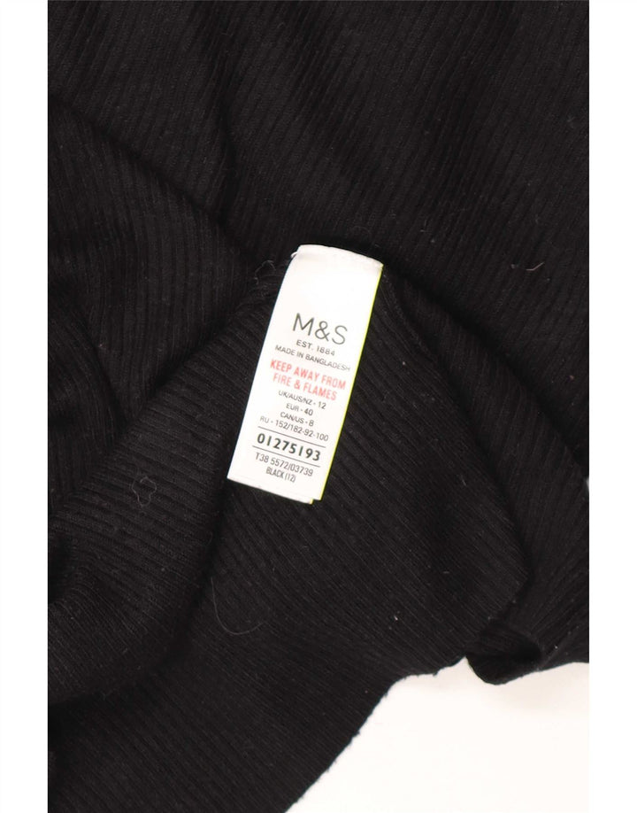 Marks & Spencer Γυναικείο πουλόβερ με ρολό λαιμόκοψη UK 12 μεσαία μαύρη βισκόζη