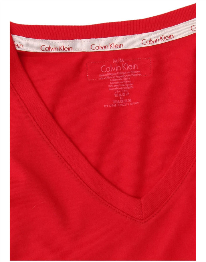 Γυναικείο τοπ Calvin Klein μακρυμάνικο UK 12 μεσαίο κόκκινο βαμβακερό