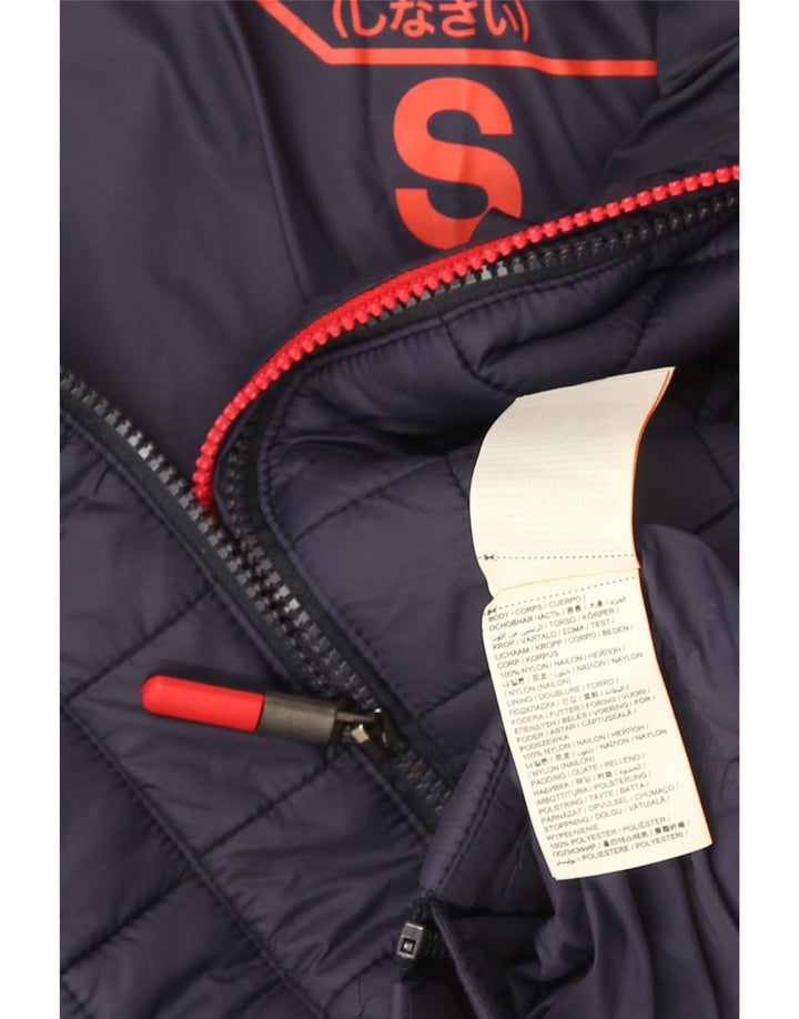 Superdry γυναικείο μπουφάν με κουκούλα UK 10 Small Navy Blue Nylon