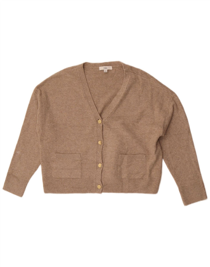 Marks & Spencer Γυναικείο πουλόβερ Crop Cardigan UK 14 Μεσαίο καφέ πολυεστέρας