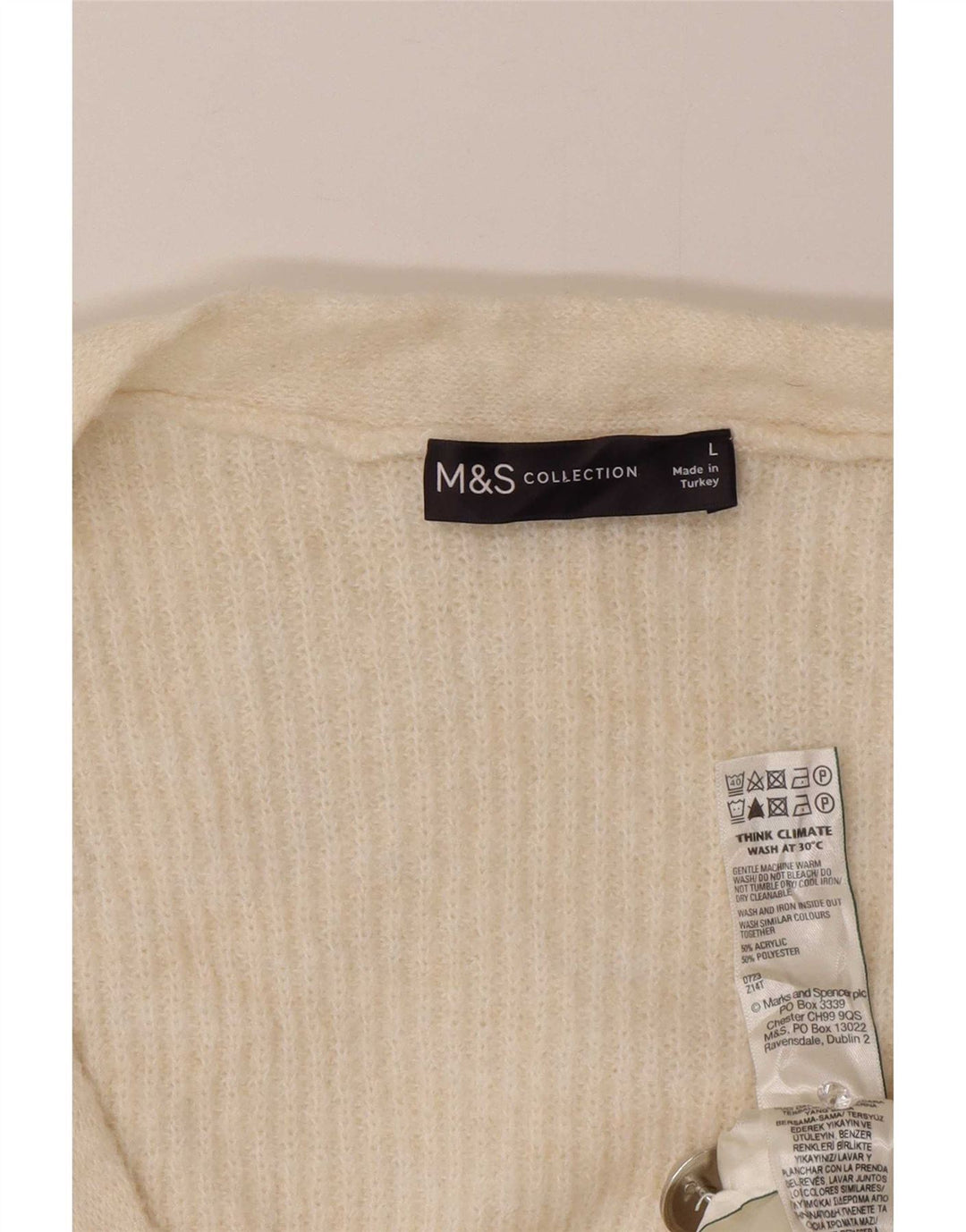 Marks & Spencer Γυναικείο πουλόβερ με ζακέτα UK 16 Large Off White