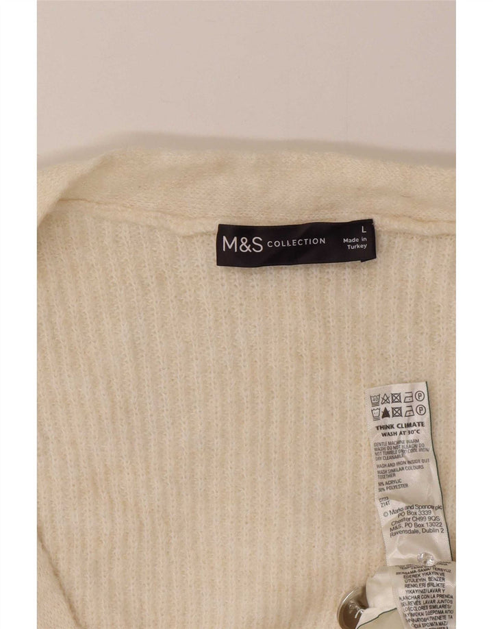 Marks & Spencer Γυναικείο πουλόβερ με ζακέτα UK 16 Large Off White