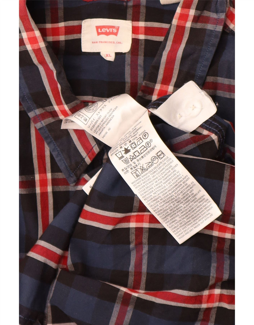 Ανδρικό πουκάμισο LEVI'S XL Navy Blue Check Cotton