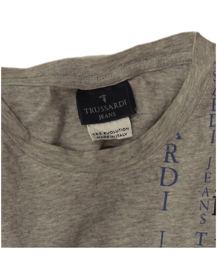 Trussardi Jeans Ανδρικό γραφικό T-Shirt Top Large Grey Flecked