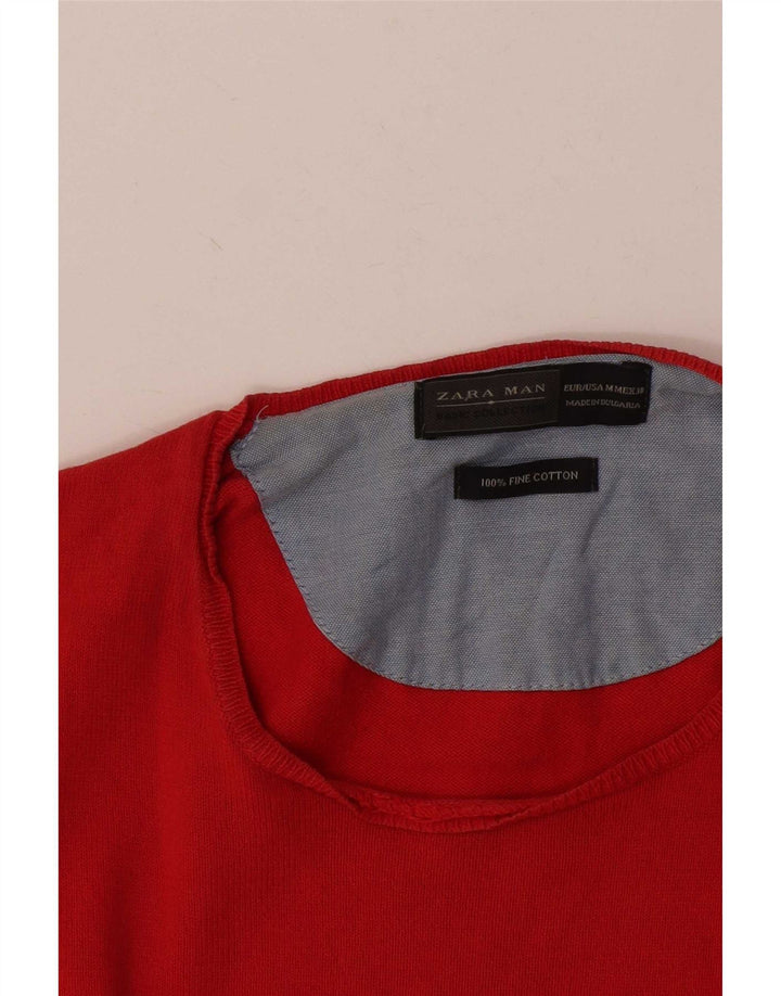 Ανδρικό πουλόβερ Zara Boat Neck Jumper Μεσαίο κόκκινο βαμβακερό