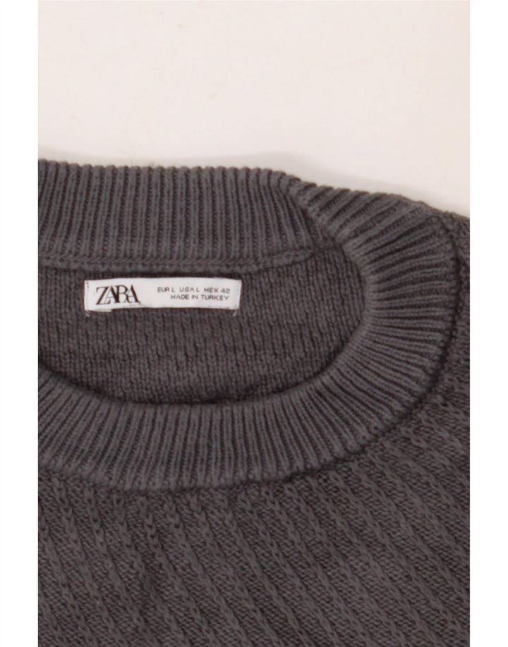 Ανδρικό πουλόβερ ZARA Loose Fit Crew Jumper Large Grey