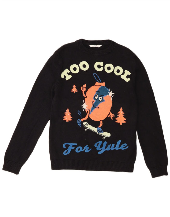 Marks & Spencer Boys Graphic Crew Neck Jumper πουλόβερ 13-14 ετών Μαύρο
